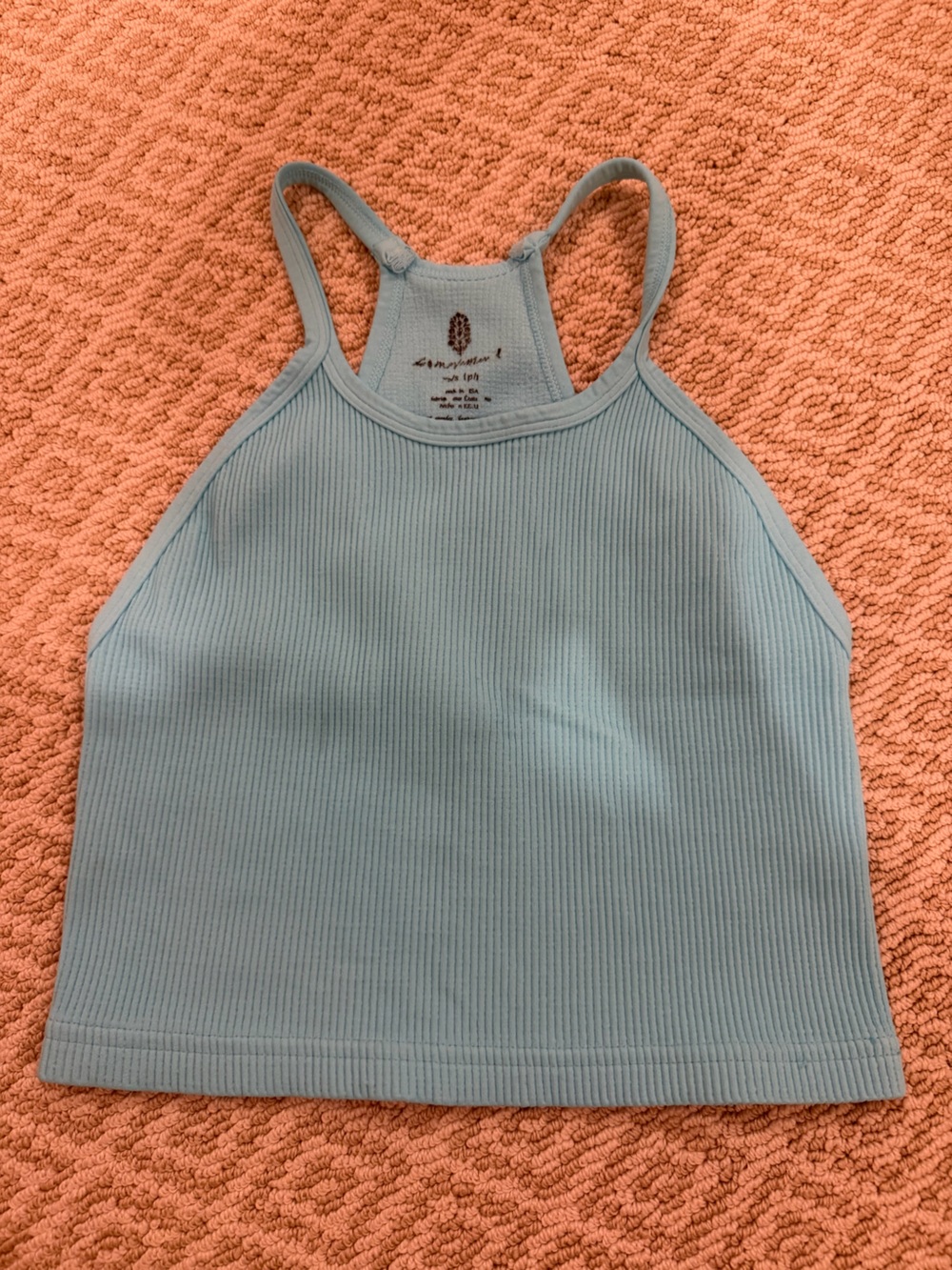 FP Movement Happiness Runs Tank Women XS/S Blue Ribbed Activewear Crop Top